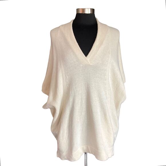 Pure Jill Wool Blend Cream Sweater V-Neck Pocket Sz S/M Closet Staple Layering - Picture 1 of 12